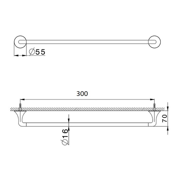 Полотенцедержатель настенный CISAL Vita VI09010021 300 мм, цвет Хром