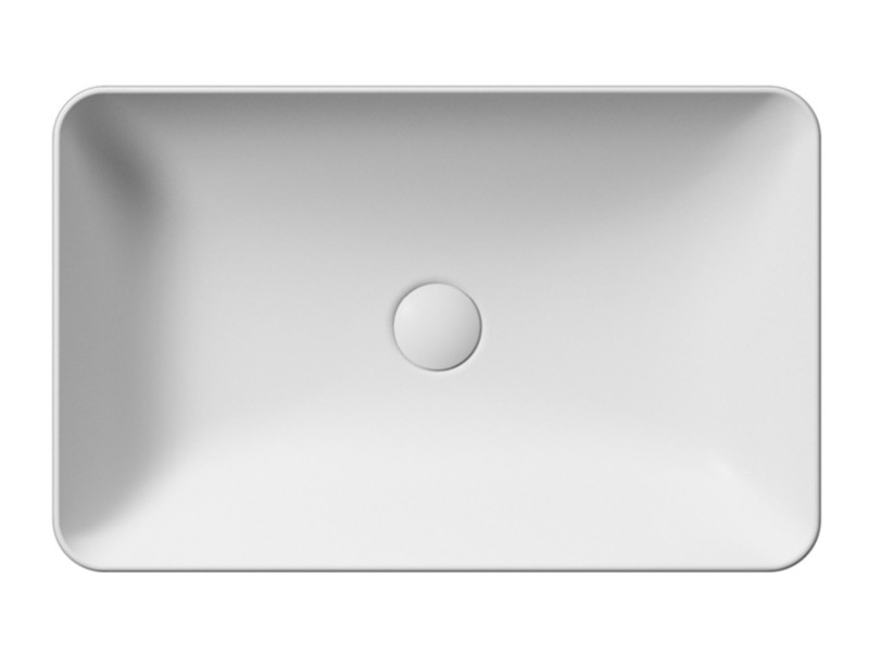 Раковина накладная GSI NUBES 903609 600 мм х 380 мм, без отверстия под смеситель, без перелива, белая матовая