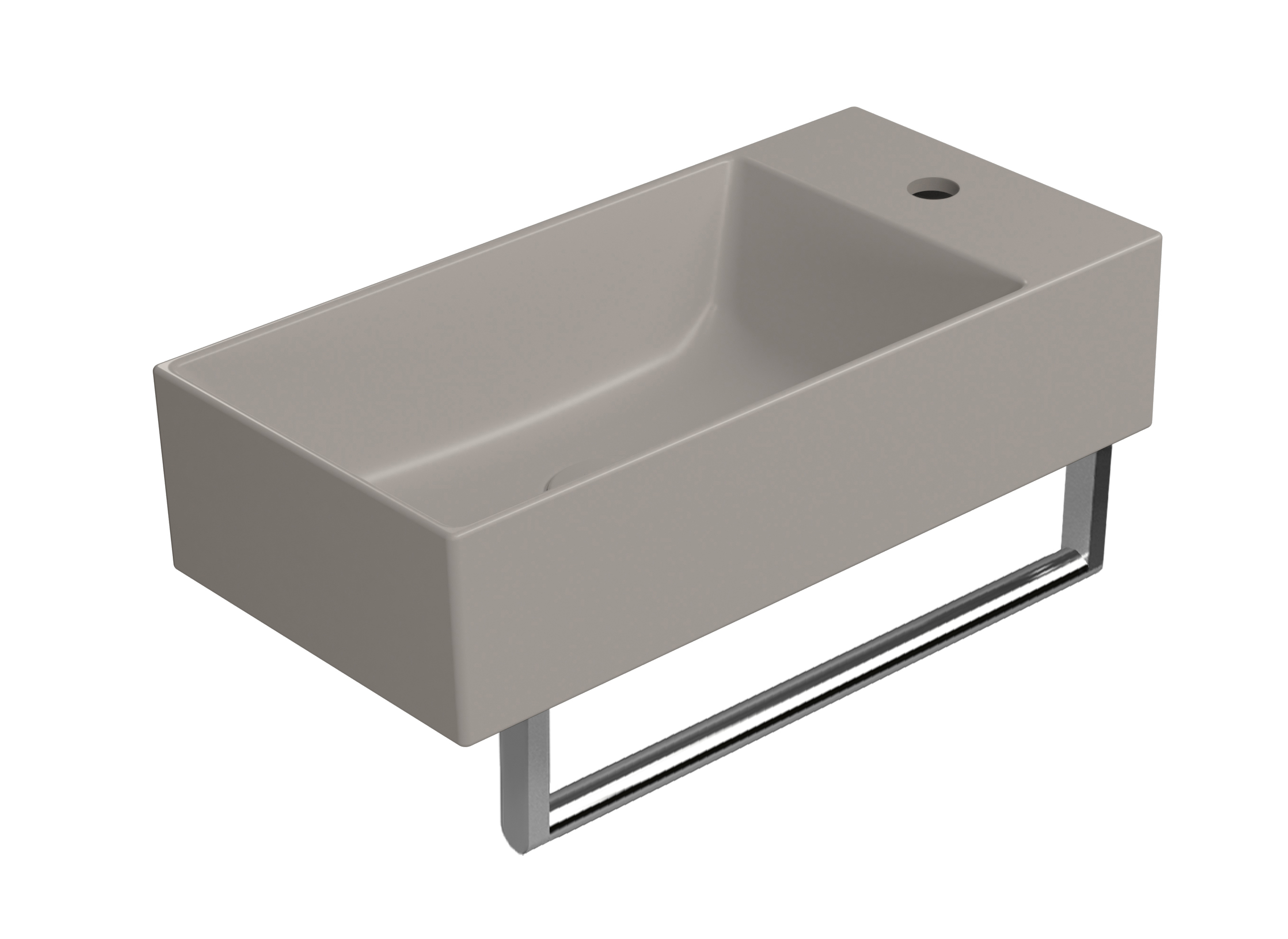 Раковина накладная/подвесная прямоугольная GSI KUBE X 9486105 500 мм х 250 мм, с отверстием под смеситель справа/слева, цвет Tortora Matte