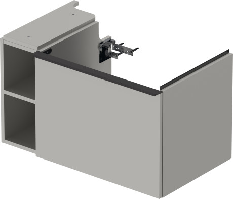 Тумба подвесная под раковину DURAVIT D-Neo DE425700707 784 мм х 452 мм, с выдвижным ящиком и открытой боковой полкой, бетонно-серый матовый
