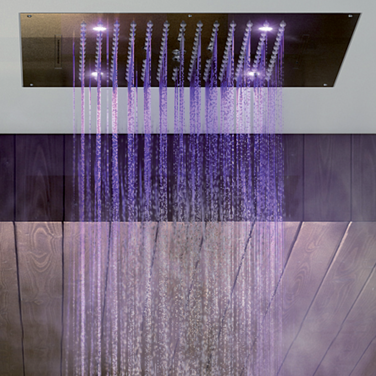 Верхний душ потолочный с подсветкой BOSSINI DREAM/3 RGB LIGHTS H38935.030 570 мм х 470 мм, с 3 режимами струи, Хром