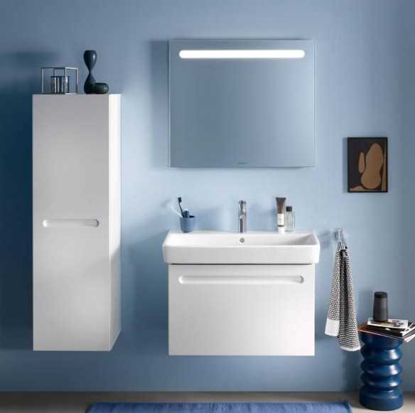 Средний шкаф - пенал подвесной  DURAVIT Duravit No.1 N11308L18180000 петли слева 400 мм х 1320 мм, 4 стеклянных полки, белый матовый