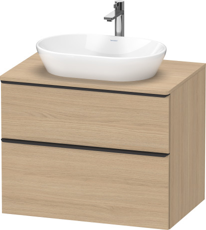 Тумба подвесная под раковину DURAVIT D-Neo DE496703030 800 мм х 550 мм, с консолью, с двумя выдвижными ящиками, натуральный дуб