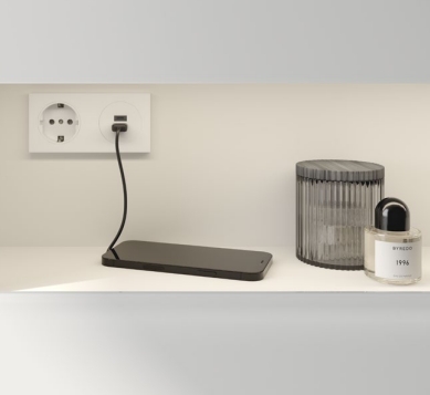 Тумба под раковину с освещением KEUCO STAGELINE 32864 970100 490 мм х 800 мм х 549 мм, с 1 выдвижным ящиком, с отверстием под смеситель слева, с сифоном, вулканит/вулканит