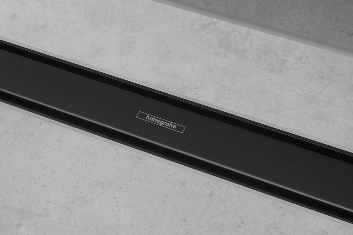 Внешняя часть линейного слива для душа HANSGROHE RainDrain Match 56036670 600 мм, c регулировкой по высоте, матовый чёрный