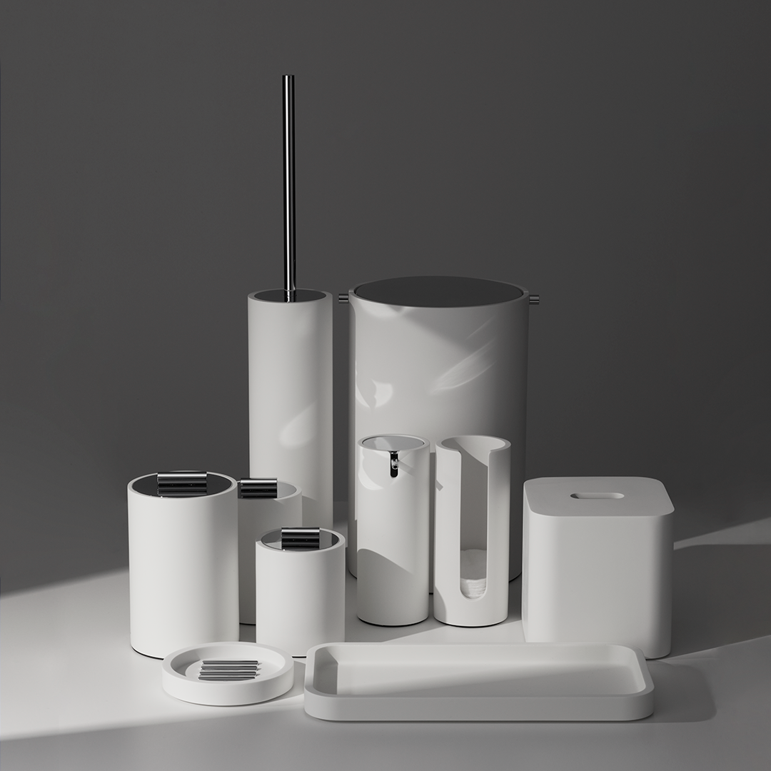 Дозатор ватных дисков DECOR WALTHER  STONE WPB   0973350      17 X Ø 7 см, из искусственного камня Solid Surface,  белый матовый