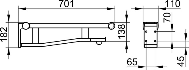 Складной поручень для туалета вылет 700 мм KEUCO PLAN CARE 34903 010738 Хром/Светло-серый