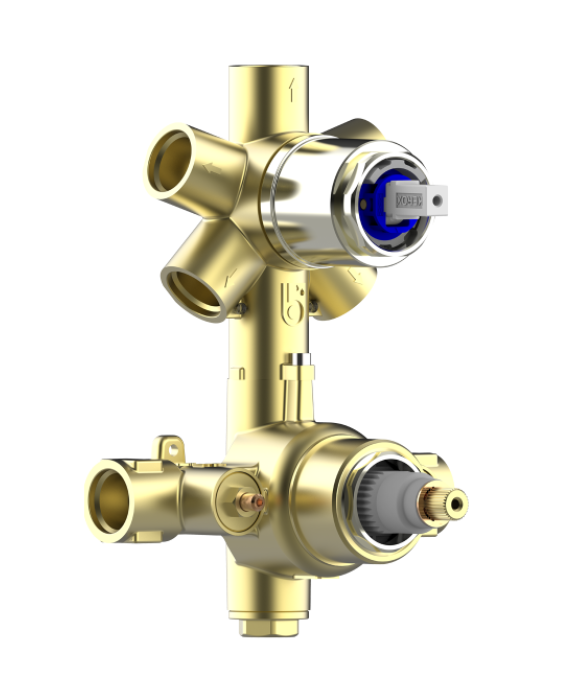 Внешняя часть двухрычажного термостата на 2-5 потребителей BOSSINI PLY Z00932.030 цвет Хром