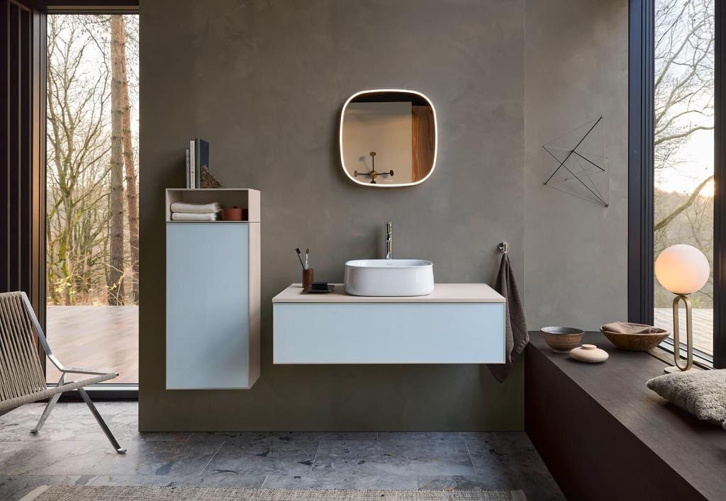 Средний шкаф петли слева DURAVIT ZENCHA ZE1351L64830000 240 мм х 400 мм х 961 мм, белое стекло/серо-коричневый суперматовый