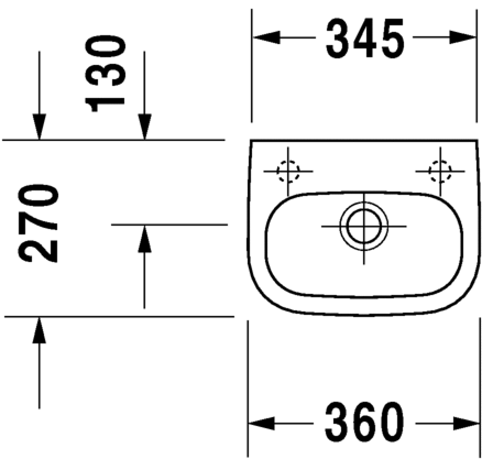Раковина подвесная Duravit D-Code 07053600092 с отверстием для смесителя слева, с переливом, белая