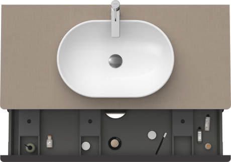 Тумба подвесная под раковину DURAVIT D-Neo DE496907575 1200 мм х 550 мм, с 2 выдвижными ящиками и консолью, лён