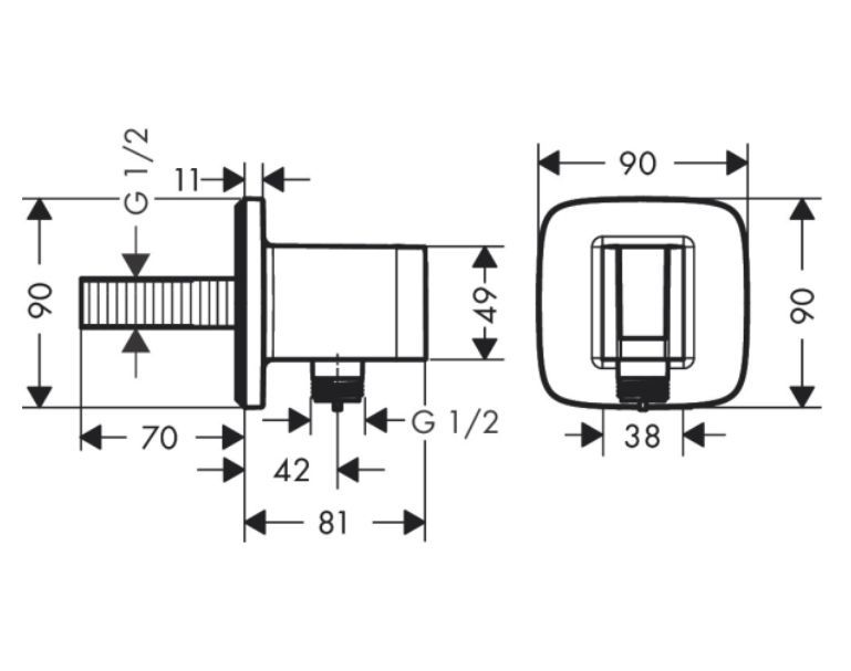 Шланговое подсоединение HANSGROHE FixFit Modern 26887340 с держателем лейки, цвет Шлифованный чёрный хром