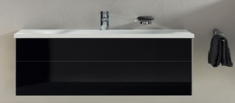 Тумба под умывальник Keuco Royal Reflex  34080 570000 корпус матовый лак/фасад стекло черный