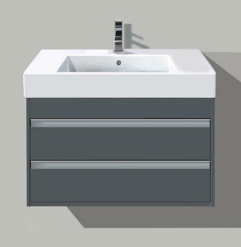 Тумба подвесная под раковину Duravit Ketho 6641 49 с двумя выдвижными ящиками, графит матовый