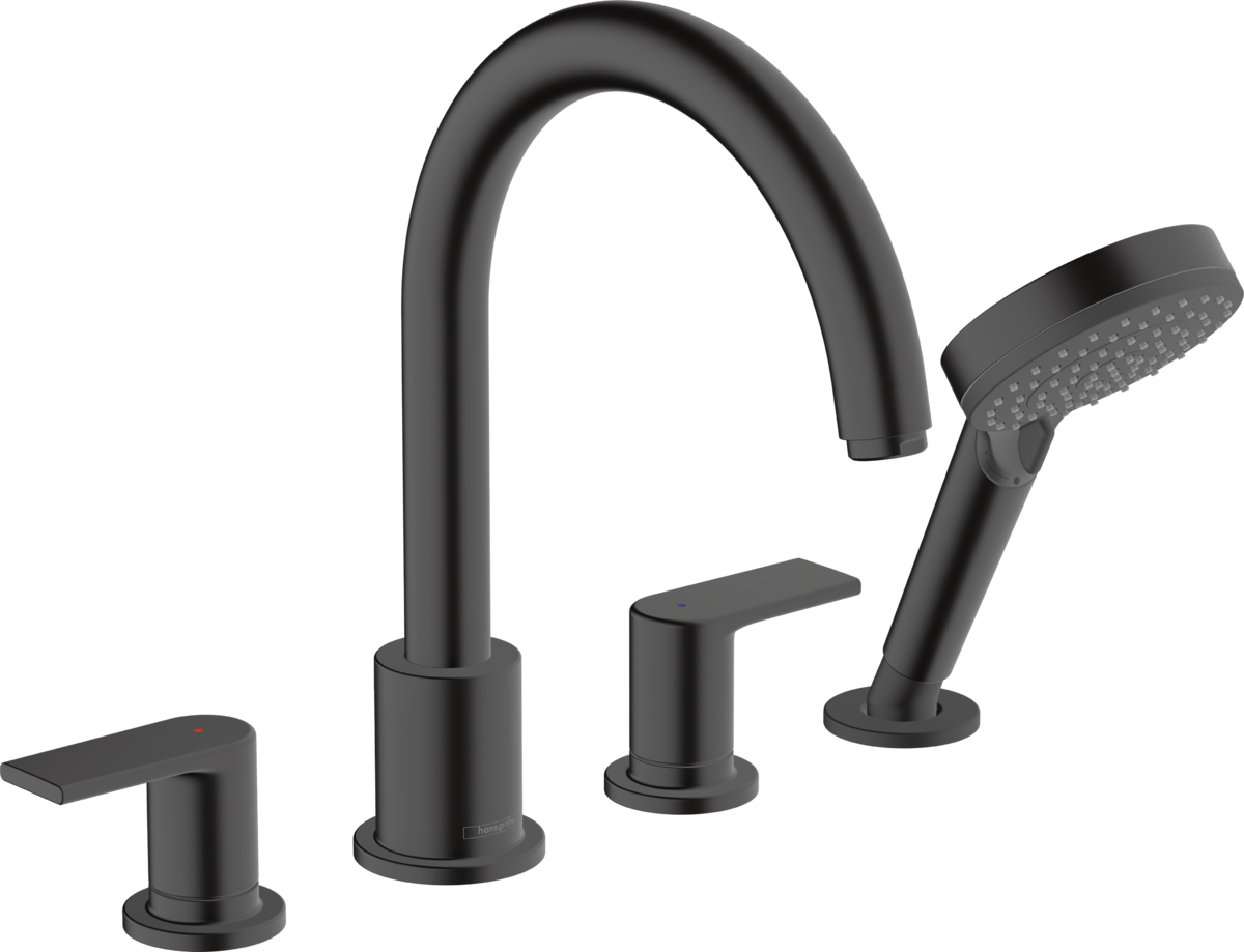 Смеситель на край ванны на 4 отверстия HANSGROHE Vernis Shape 71459670 Матовый чёрный
