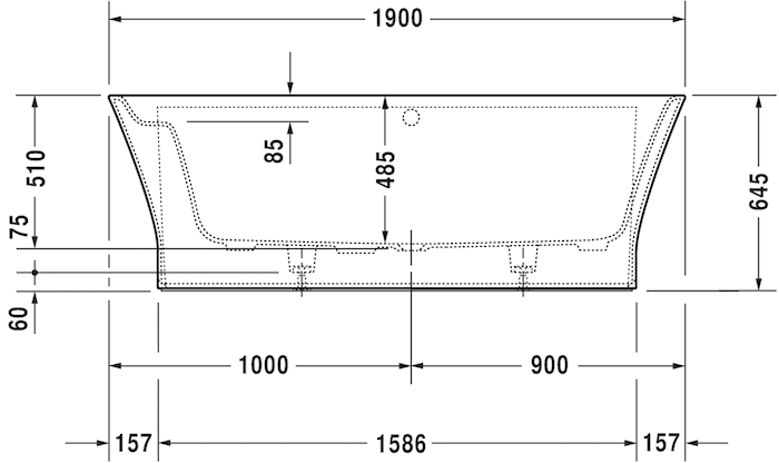Ванна из композитного материала пристенная Duravit Cape Cod 700364000000000 1900 х 900
