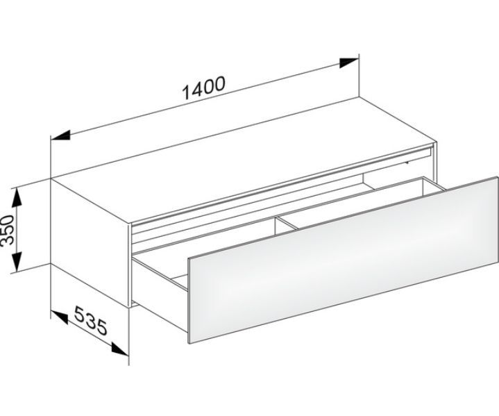 Тумба боковая подвесная KEUCO EDITION 11 31326 270100 с одним выдвижным фронтом, с внутренней светодиодной подсветкой, корпус матовый лак/фасад матовое стекло, белая