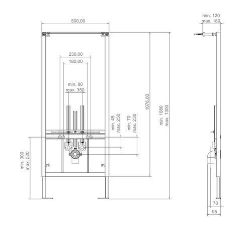 Инсталляционная система для биде ARTCERAM 700.102  1300х500 мм с креплениями, коричневая