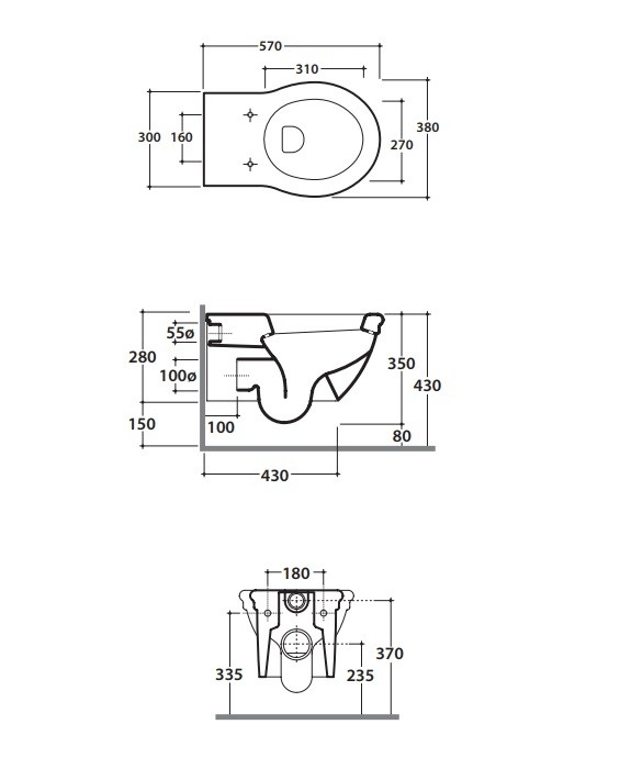 Унитаз подвесной GLOBO PAESTUM PAS03BI 570 мм х 380 мм, с креплением, белый глянцевый