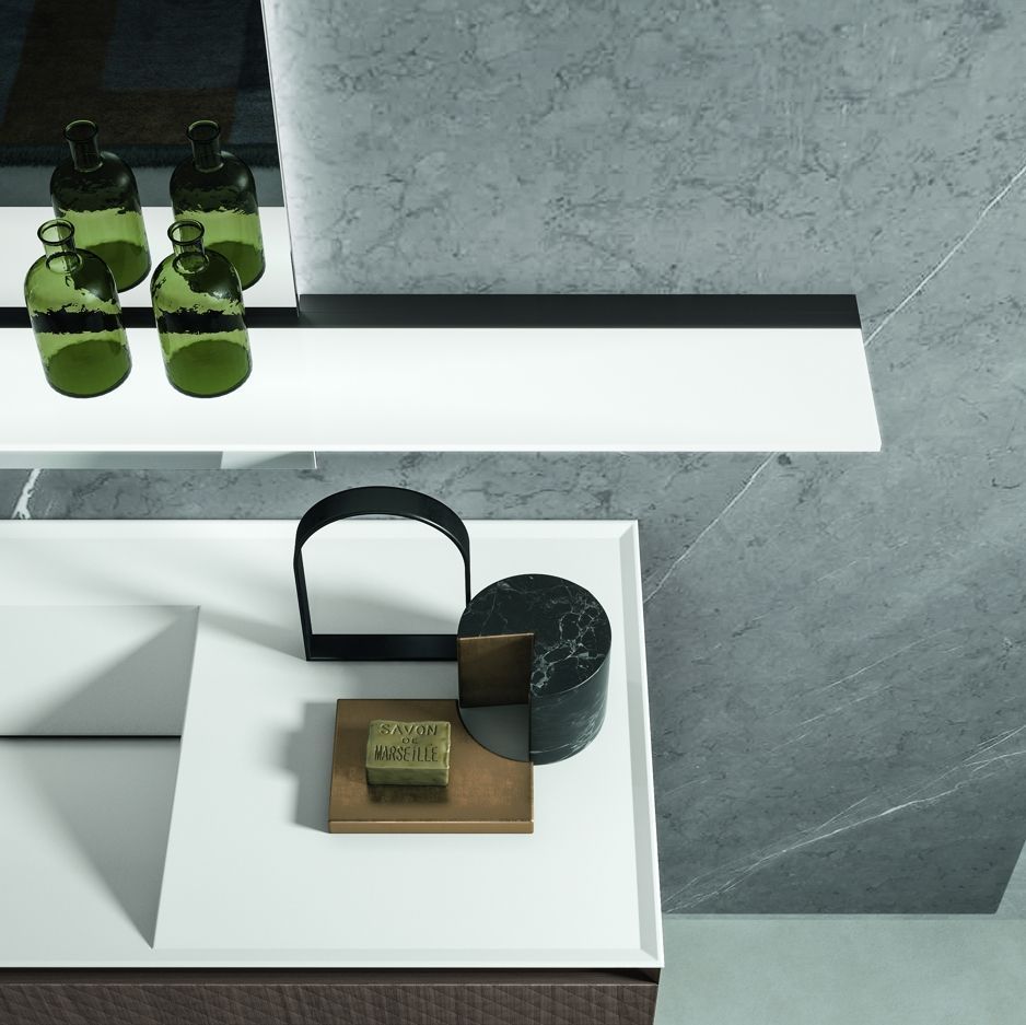 Раковина со столешницей BMT IKON TRIA RIM 870 811 109 02.4 TRR  1090х22х502 мм, с отверстием под смеситель, с бортиком, цвет белый матовый