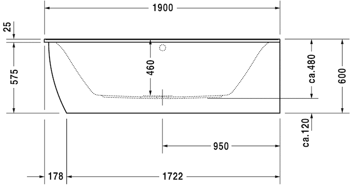 Акриловая угловая ванна Duravit Darling New 700247000000000 1900 х 900