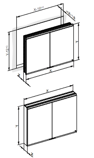 Зеркальный шкаф без подсветки KEUCO Royal Modular 2.0 800201100100200 с двумя дверцами, для настенного монтажа, серебристый анодированный