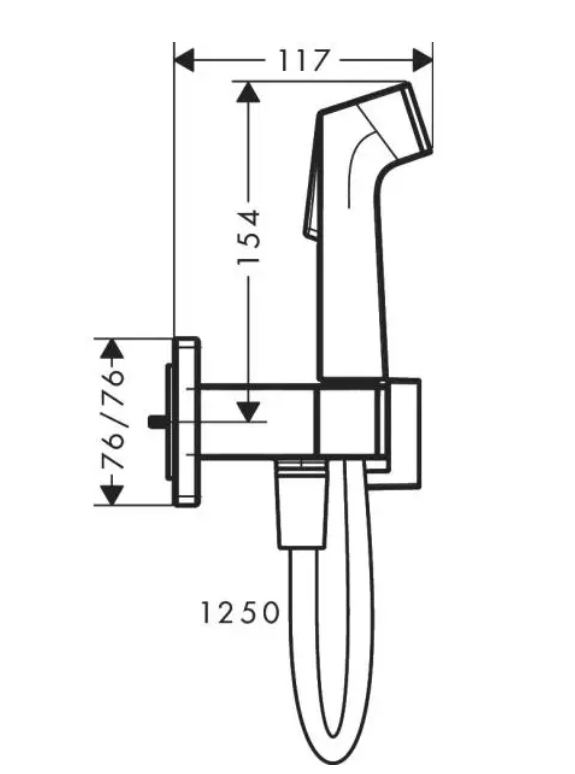 Гигиенический комплект HANSGROHE Bidette S 1 jet 29233140 со шлангом и держателем, цвет Шлифованная бронза
