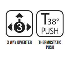 Внешняя часть термостата с круглыми отражателями ALMAR MODULAR PUSH E180434.HB с ручным душем, на 3 потребителя, цвет Nichel Brass