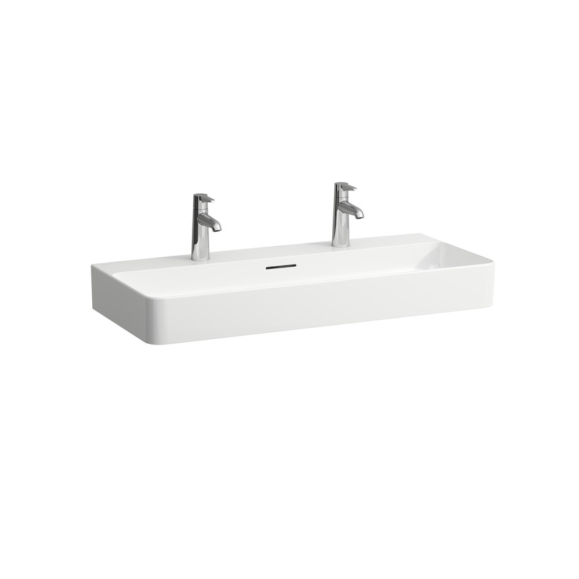 Раковина накладная  Laufen  Val  8.1628.7.000.107.1   95 см, SaphirKeramik, 2 отверстия для 2 смесителей, с переливом
