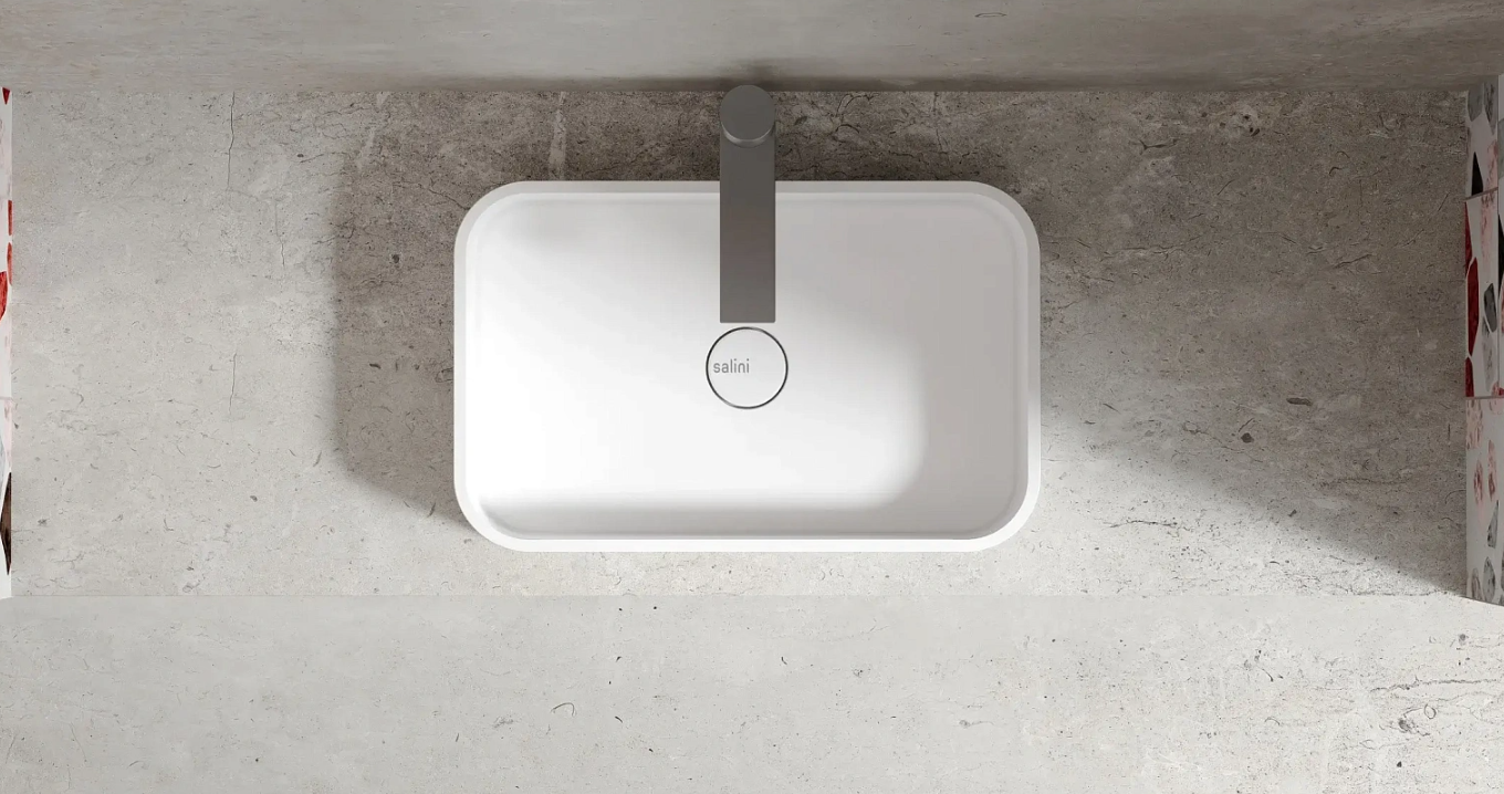 Раковина накладная прямоугольная SALINI CALLISTA 01 1101104G 345х545х150мм, S-Sense , без донного клапана, цвет Белый глянцевый