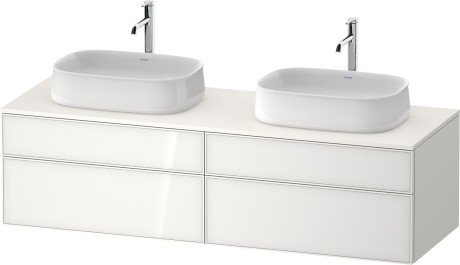 Тумба подвесная под две раковины DURAVIT ZENCHA ZE4825B64840000 550 мм х 1600 мм х 442 мм, с 4 выдвижными ящиками, белое стекло/белый суперматовый