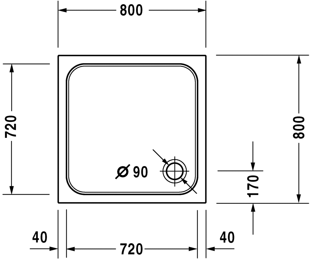 Душевой поддон Duravit D-Code 720101000000000 квадратный, белый