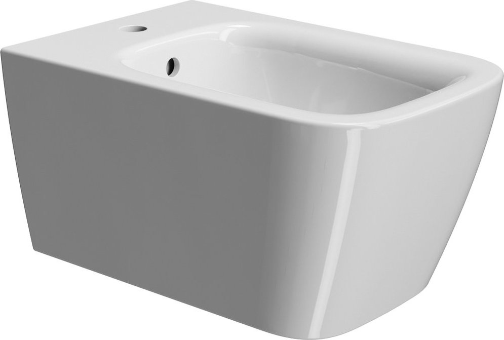 Биде подвесное GSI NUBES 9665FR5111 550 мм х 350 мм, с отверстием под смеситель, с переливом, с креплением, цвет Белый глянцевый (старый артикул 9665111/ 9665FR2111)