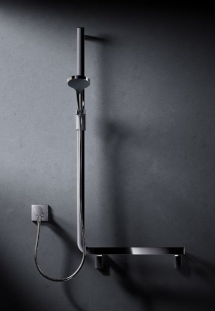 Угловой поручень 90° левый KEUCO AXESS 35006 011302 581/1301 мм, с держателем для лейки, цвет Хром