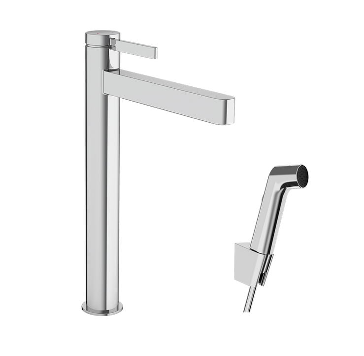 Однорычажный смеситель для раковины HANSGROHE Finoris 76220000 с набором для биде и шлангом 1600 мм, цвет Хром