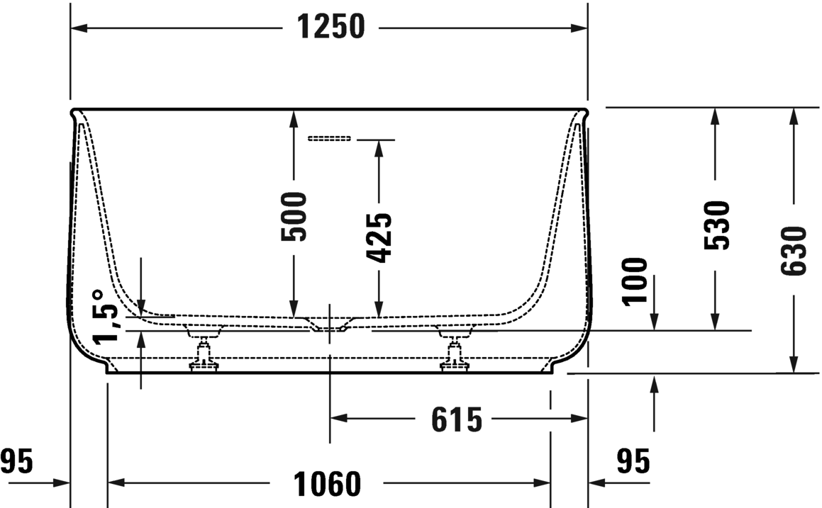 Отдельно стоящая ванна DURAVIT ZENCHA 700464000000000 1250 мм х 1250 мм х 630 мм, с бесшовной панелью и рамой, белая