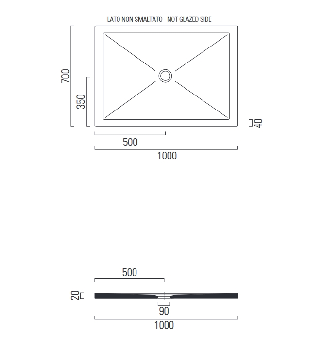 Керамический поддон GSI PURA H2 46100704 700х1000х20 мм, цвет Agave Matte