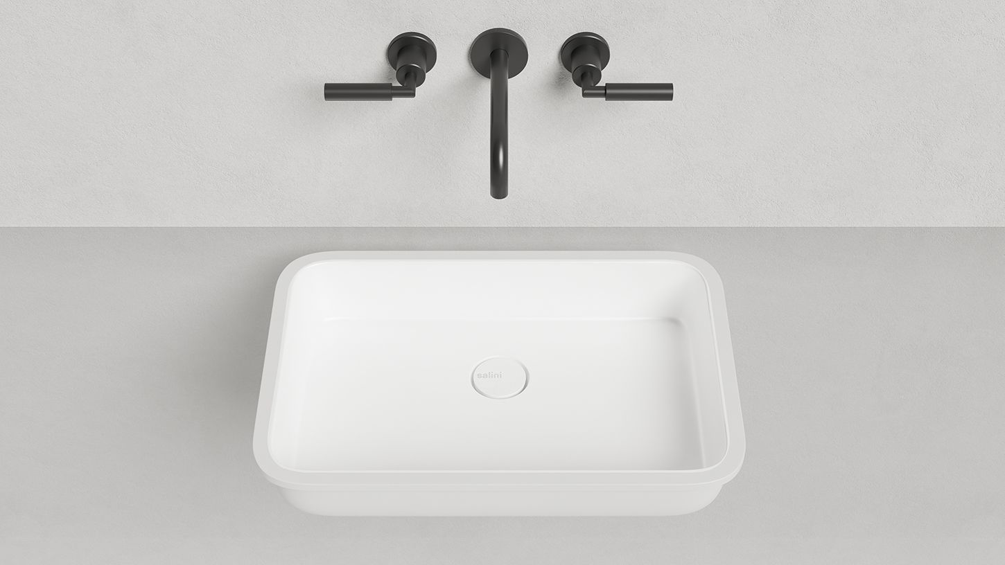 Раковина встраиваемая прямоугольная SALINI MAREA 09 1802209M 545х380х126мм, S-Stone, без донного клапана, цвет Белый матовый