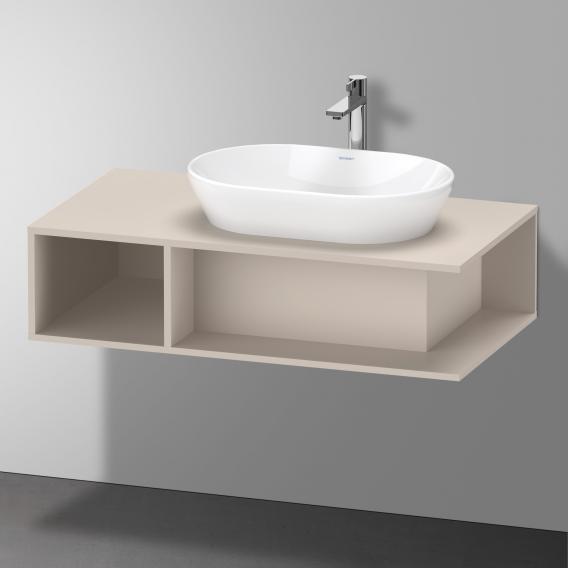 Тумба подвесная под раковину справа DURAVIT D-Neo DE495909191 1000 мм х 550 мм, с открытой боковой полкой слева и консолью, серо-коричневый матовый