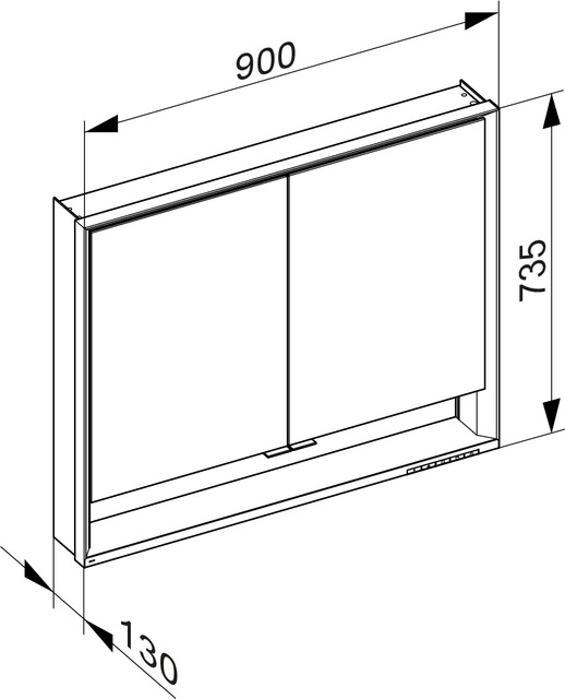 Зеркальный шкаф с подсветкой для настенного монтажа KEUCO Royal Lumos 14323 171301 130х900х735 мм, 2 дверцы, цвет Алюминий серебристый анодированный/Белый