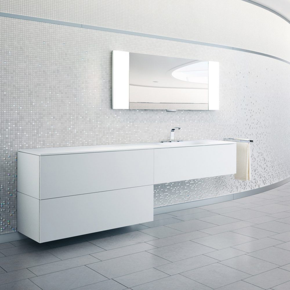 Тумба боковая подвесная KEUCO EDITION 11 31325 570000 с двумя выдвижными фронтами, корпус матовый лак/фасад глянцевое стекло, чёрный