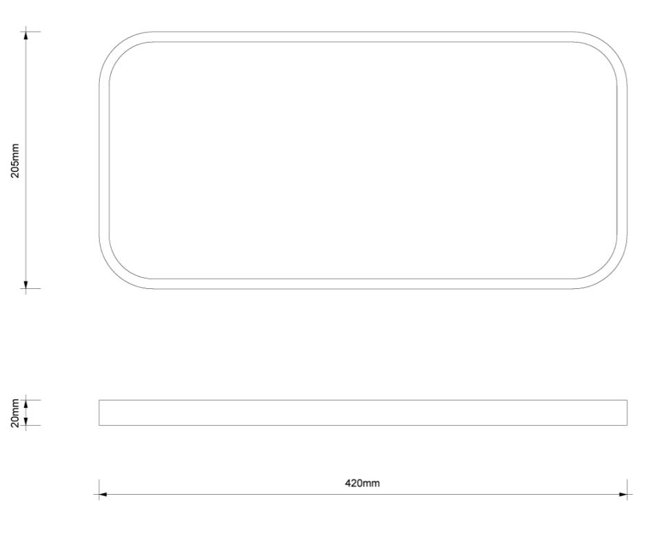 Лоток универсальный большой DECOR WALTHER  STONE TAB L   0975850   2 X 42 X 20,5 см, композит Solid Surface, белый матовый