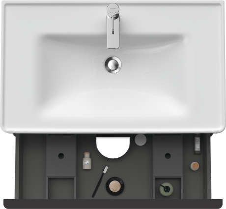 Тумба подвесная под раковину DURAVIT D-Neo DE435501818 784 мм х 452 мм, с выдвижным ящиком и выдвижным отделением, белый матовый