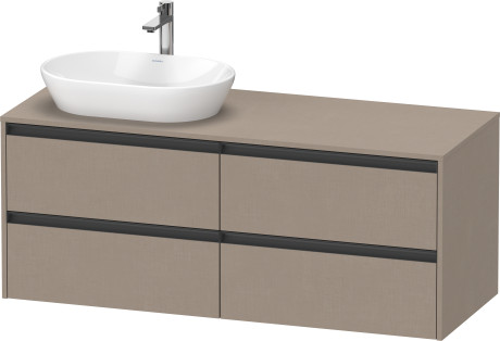 Тумба подвесная под раковину слева DURAVIT KETHO.2 K24898L75750000 550 мм х 1400 мм х 568 мм, 4 выдвижных ящика, лён