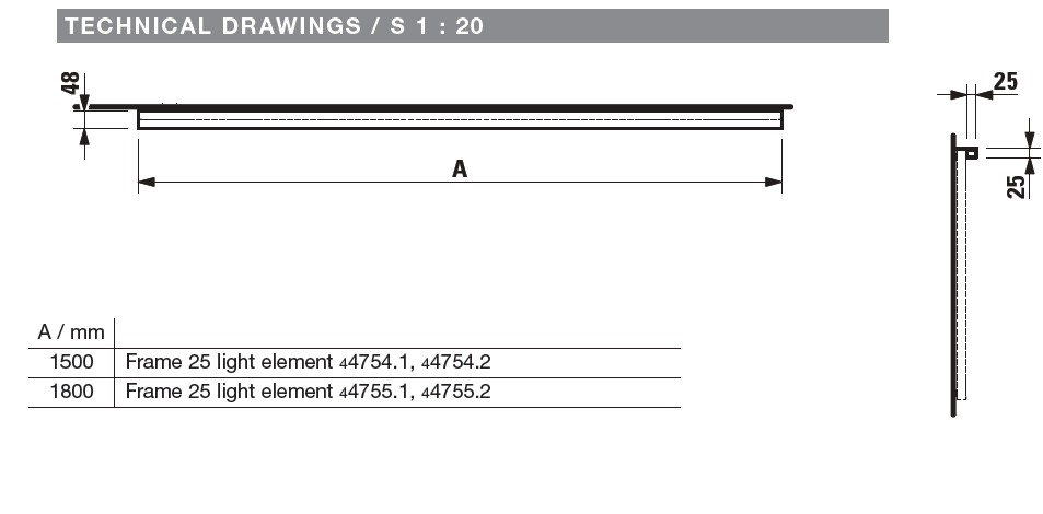 Подсветка для зеркала горизонтальная  Laufen Frame 25   4.4755.1.900.007.1, 180 см,  корпус алюминий, без переключателя