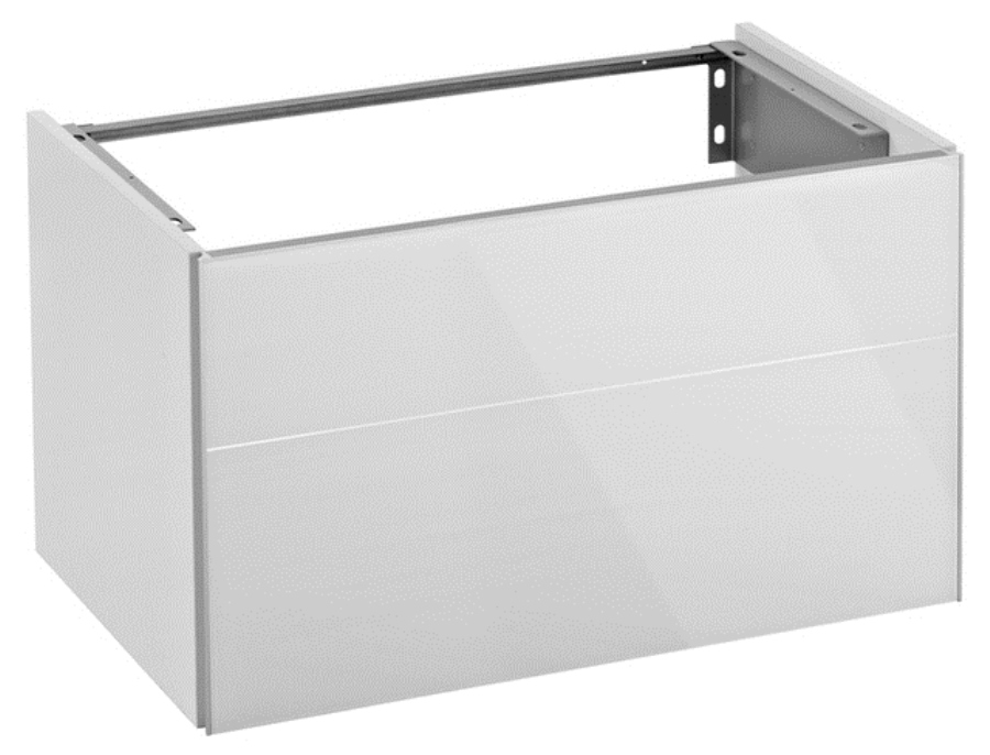 Тумба под раковину Keuco Royal Reflex 34060 210000 796x450x487 мм 1 ящик корпус белый глянец фасад белое стекло