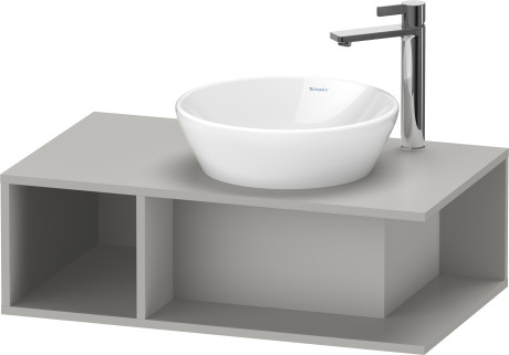 Тумба подвесная под раковину DURAVIT D-Neo DE493800707 800 мм х 480 мм, с консолью, с открытой полкой слева, бетонно-серый матовый