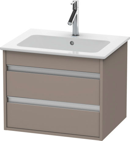 Тумба подвесная под раковину Duravit Ketho KT6428 43 с двумя выдвижными ящиками, базальт матовый