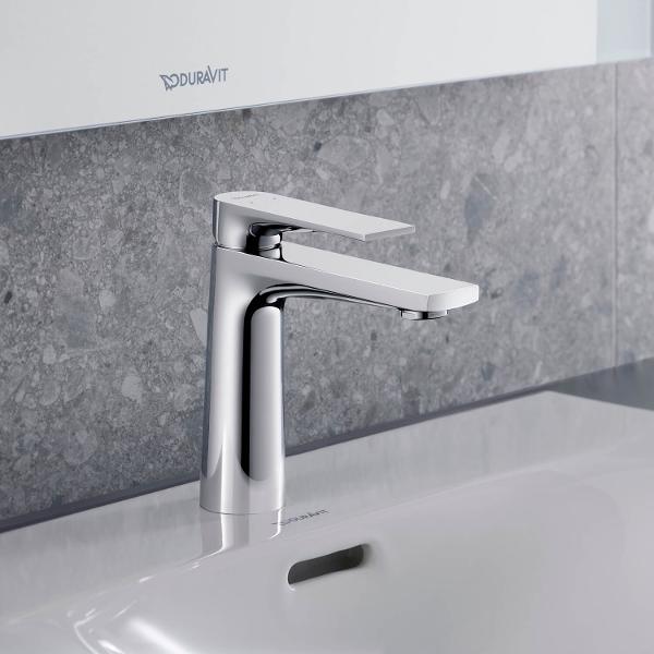 Смеситель однорычажный для раковины DURAVIT TULUM S TU1010002010 140 мм, без донного клапана, длина излива 110 мм, хром