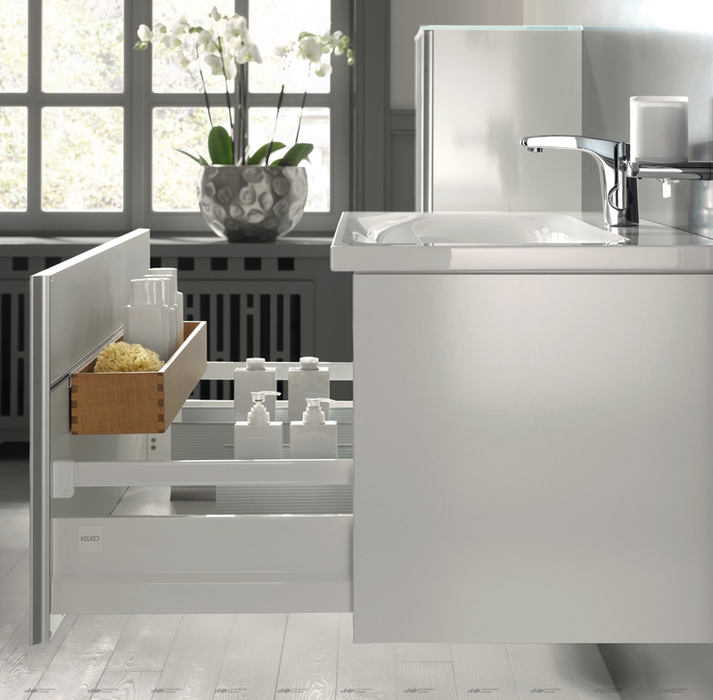 Комплект мебели KEUCO Royal Reflex.2  39603 210100 тумба 796 мм х 487 мм и умывальник 800 мм х 490 мм, Белый глянцевый/белый